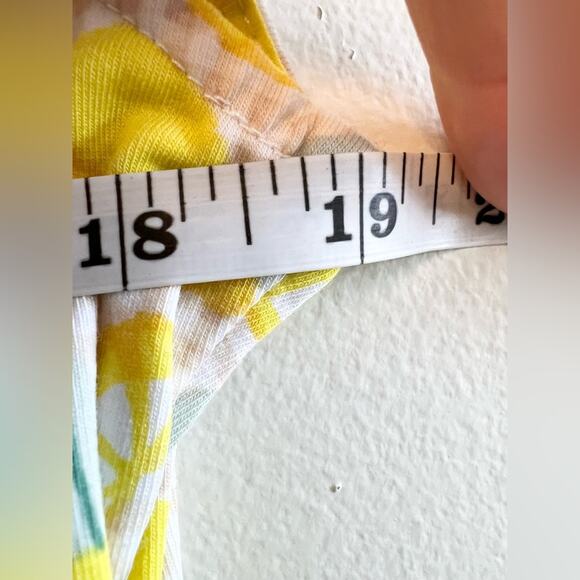 Lands end surplice lemon printer knit dress faux wrap summer sleeveless bright L - Picture 8 of 8